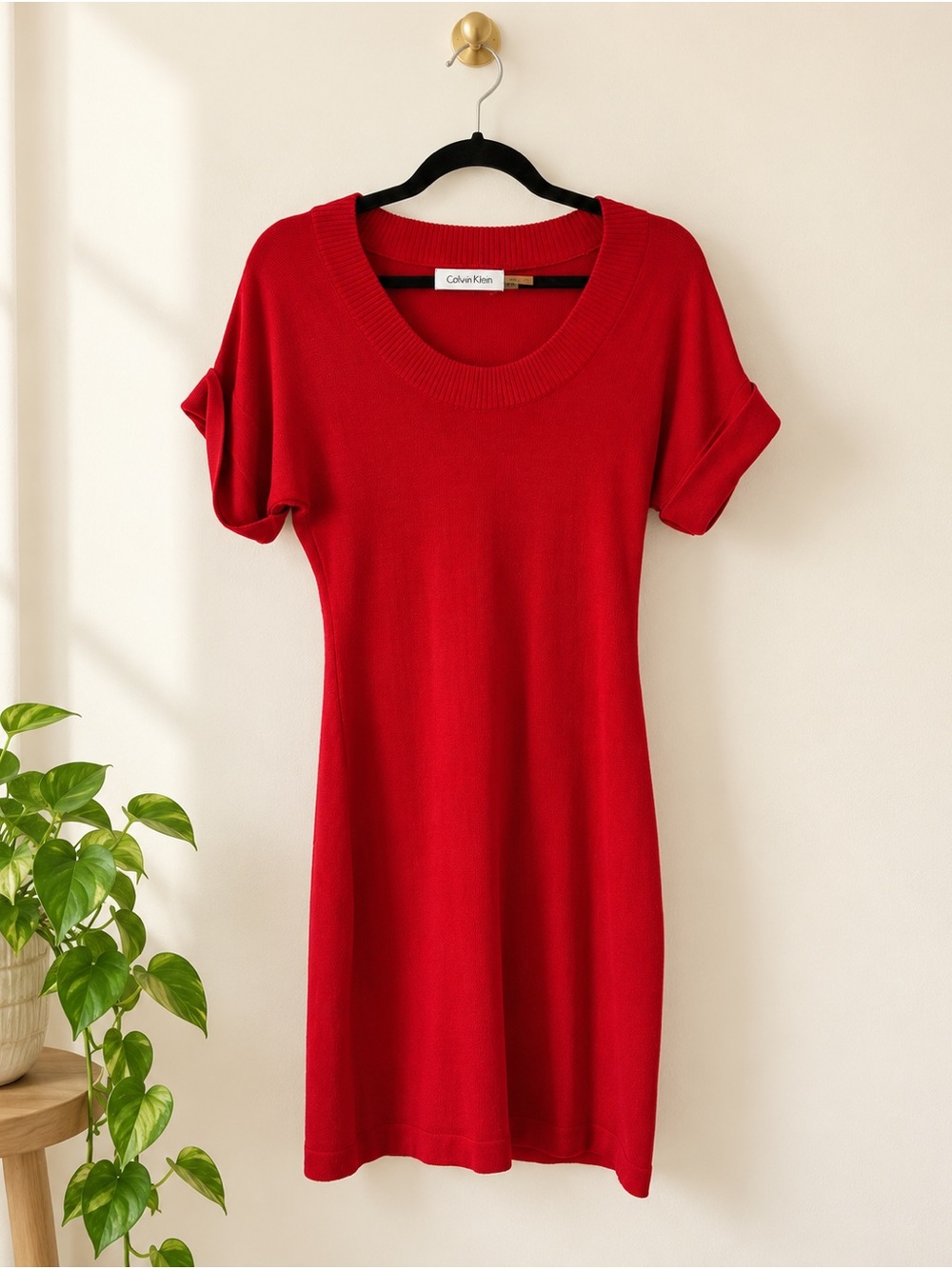 Calvin Klein Red Sweater Dress Petite Small